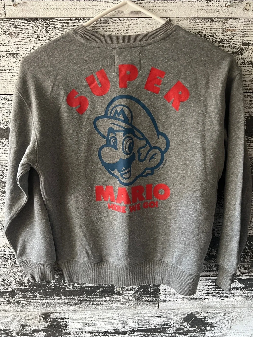 NWT Old Navy Gray Kids Sweatshirt with Red & Blue Super Mario Graphic